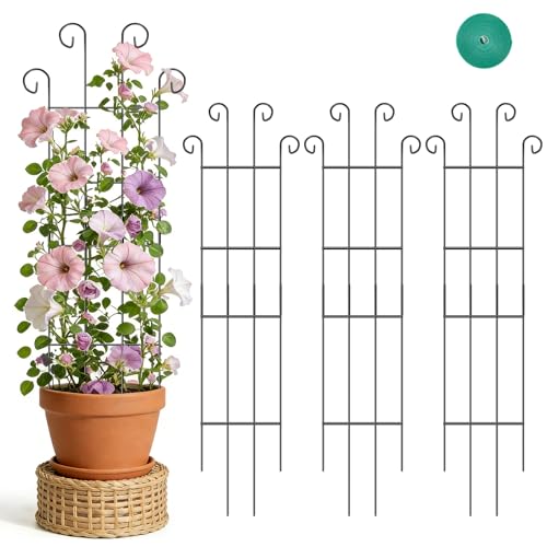 Trellis for Climbing Plants Indoor, 4 Pack 31'' Metal Plant Trellis Indoor for Potted Plants, Sturdy Plant Support Outdoor for Ivy Pothos Monstera Hoya Flower Vine, Wave Shape - size: 31'' Wave Shape