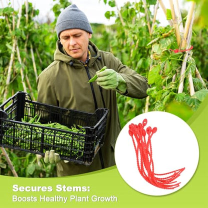 M METERXITY 24-Pack Adjustable Plant Ties, 4.7/5.9/6.7/8.2 Inch Silicone Flexible Multi-Function Garden Twist Tie for Crafts/Gift Wrapping/Gardening Plants, Reusable Support Twine [Red] - color: Red