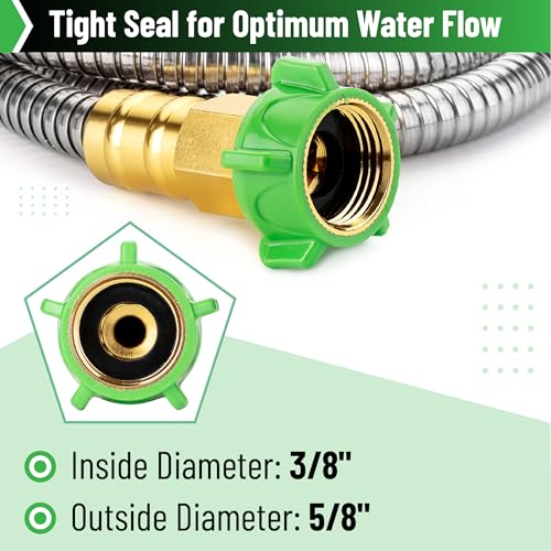 UNCO- Stainless Steel Metal Hose, 2 Feet, No Kink, Short Garden Hose Metal - color: Silver, size: 2 ft
