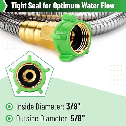 UNCO- Stainless Steel Metal Hose, 2 Feet, No Kink, Short Garden Hose Metal - color: Silver, size: 2 ft