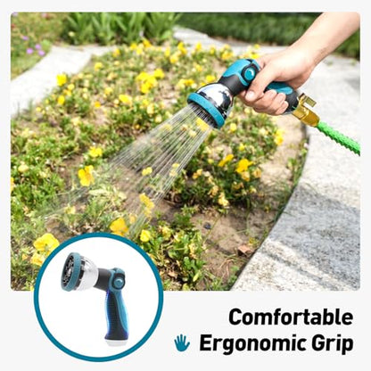 Besiter Garden Hose Nozzle, Hose Sprayer Nozzle with 10 Spray Patterns, Thumb Control On Off Valve, High Pressure Metal Water Hose Nozzle for Car Wash, Plants, Pets & Outdoor Cleaning, Blue - color: Blue
