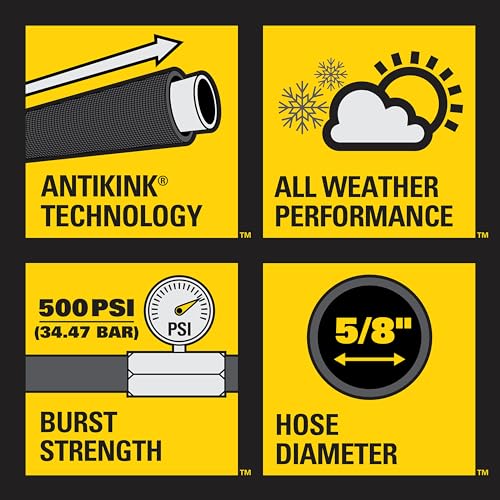 Stanley FATMAX Professional Grade Garden Hose, 50 Feet x 5/8 Inch, Yellow, 500 PSI - size: 50 Ft