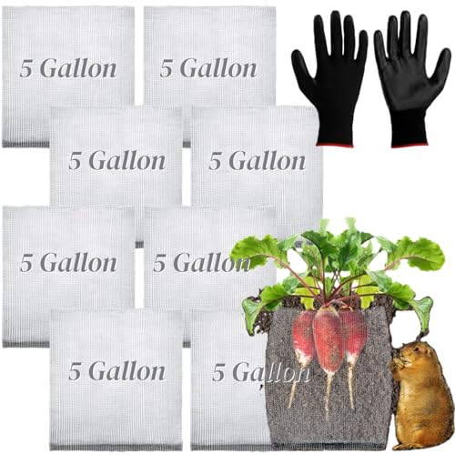Noamus 8 Pack Plant Root Guard Basket, 5 Gallon Gopher Mole Vole Mesh, Reusable Stainless Steel Plant Speed Wire, Heavy Duty Protector Animal Cages for Garden Trees Bulbs Flowers Vegetables Protection - size: 5 Gallon