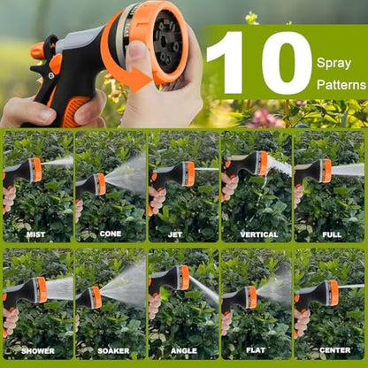 Garden Hose Nozzle with Adjustable 10 Watering Patterns Hose Spray Nozzle - color: Orange