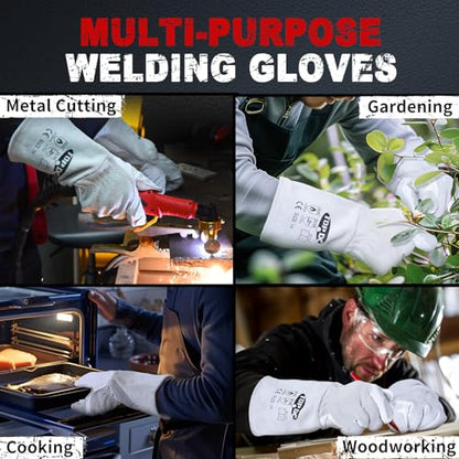 TOPDC Goatskin TIG Welding Gloves 14 Inch Large, Split Cowhide Back - color: 14 Inch Goat Grain (Large)