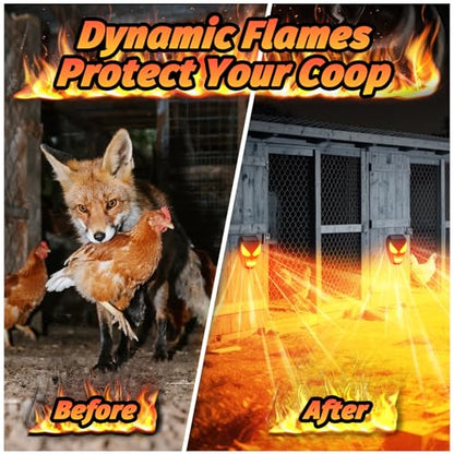 Solar Coyote Deterrent Predator Lights - Nocturnal Animal Repeller with Red LED Flashing Lights for Chicken Coop, Yard & Garden Protection Against Raccoons, Foxes, Deer, Skunks, Hawks 2 PCS