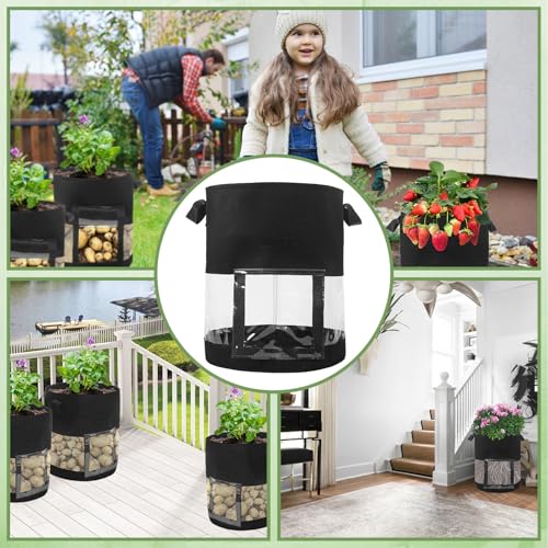 6 Pack 10 Gallon Visible Potato Grow Bags, Thickened Nonwoven Fabric Pots Potato Growing Containers with Handles & Visible Flap, Plant Grow Bags for Growing Potatoes, Tomatoes, Flowers, and Vegetables - size: 10 Gallon