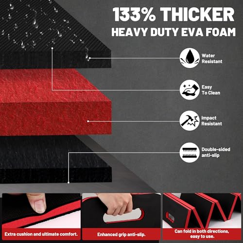 Foldable Mechanic Mat Kneeling Pad, 0.9" Extra Thick EVA Foam,Red - color: Red & Black