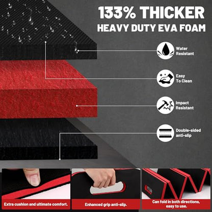 Foldable Mechanic Mat Kneeling Pad, 0.9" Extra Thick EVA Foam,Red - color: Red & Black