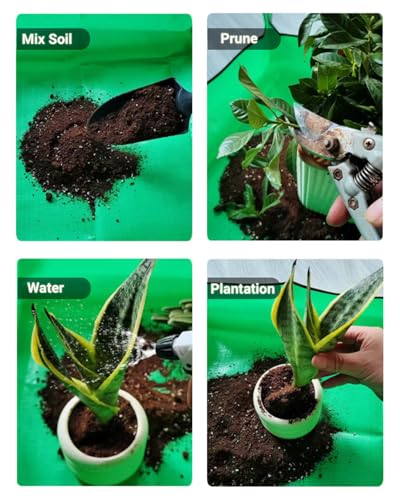 Plant Repotting Mat, Waterproof Gardening Mat for Indoor Plants, Thickened PE Potting Mat with Copper Buckles for Mess Control, Foldable Succulent Transplanting Mat, Green (29.5"*39.4") - size: 29.5"*39.4"