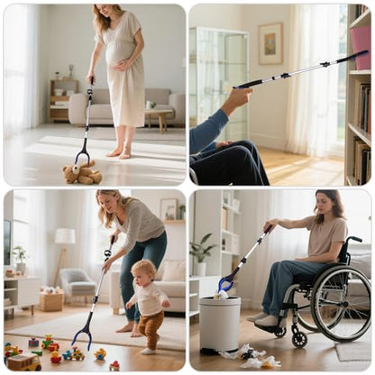 36" Grabber Reacher Tool for Seniors 2 Pack, Foldable Reacher Grabbers Pickup Stick with Anti-Slip 90° Rotating Jaw, 4" Wide Extended Claw with Magnet for Disabled, After Surgery Recovery - size: 36"