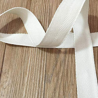 Natural Cotton Twill Tape 50 Yards 3/4 Inch Bunting Bias Tape Herringbone Webbing Tape Roll for Apron Sewing Dressmaking Craft (White) - color: White, size: 3/4inch