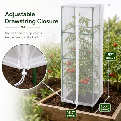 Halatool Garden Tomato Plant Cover Netting, Fits 50–63" Square Tomato Cages - color: 2 Pack, size: 57 inch