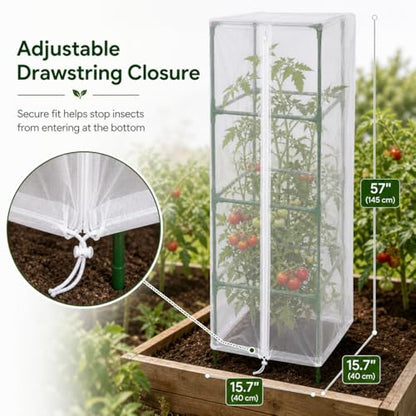 Halatool Garden Tomato Plant Cover Netting, Fits 50–63" Square Tomato Cages - color: 2 Pack, size: 57 inch