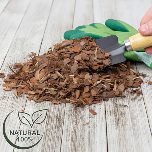 100% Natural Pine Bark Mulch Nuggets (8 Quarts), Small Mulch Chips for Indoor/Outdoor Container Gardening, Ideal for Soil Supplement, Houseplant Mulch - size: 8 Quarts