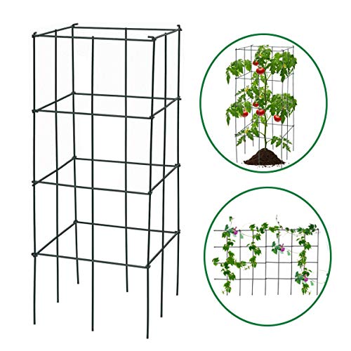 3.25 Ft-4 Pack Tomato Cages for Garden, Folding Plant Cage Support, Multifunctional Adjustable Plant Stakes for Vertical Climbing Plants, Vine, Flowers, Vegetables (16''x 16''x 39'', 4 Pcs)