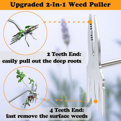 Weed Puller Tool, 2PCS Crack Weeder Garden Weed Pulling Tools Kit