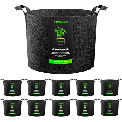 VIVOSUN 10-Pack 30 Gallon Plant Grow Bags Fabric Pots with Handles - size: 30 Gallons, style: 10-Pack