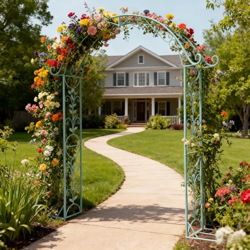 Sungmor 92.5" H Metal Garden Arbor 70.8" W Antique Green Archway, - color: Antique Green