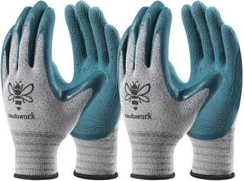 DOFOWORK Gardening Gloves - 6 Pair Gardening Gloves for Women/Men with Grip - color: Green & Grey