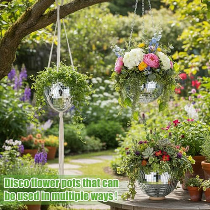 Novabright 2 Pcs 4" Self Watering Disco Ball Planters, Hanging Flower Pots - size: 4 Inch