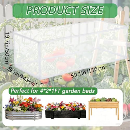 Augshy 2 Pack Garden Netting for Raised Beds, 4x2x1ft Mesh Plant Covers