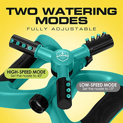 Sprinklers for Yard - 360° Rotating Lawn Sprinkler, Heavy Duty Weighted - color: GREEN