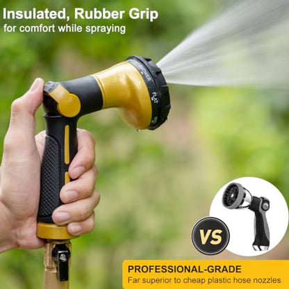 FANHAO Heavy Duty Garden Hose Nozzle, Metal Hose Sprayer Easy Thumb Control - color: Yellow