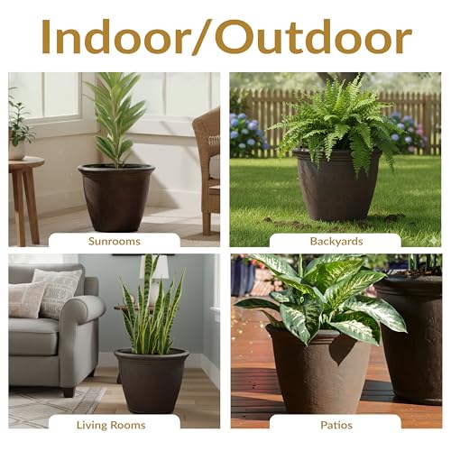 Sunnydaze Anjelica 15.25'' Large Plastic Planter Pot for Plants, Rust - color: Rust, size: 15.25 in