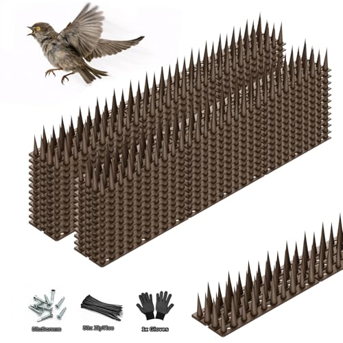 Bird Spikes, 40 Pack, 55.9 FT Total Coverage, Outdoor Bird Deterrent - color: Brown, size: 40 pack