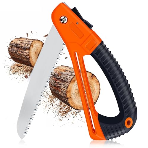 Durable Folding Pruning Saw with Safety Lock - Orange Handle for Camping, Gardening, Tree Trimming - color: Orange