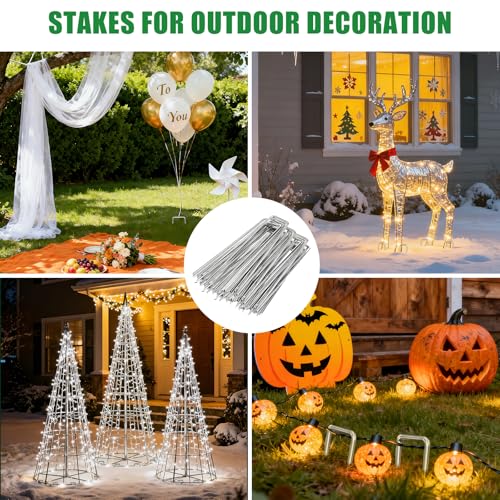 Landscape Staples Galvanized Garden Stakes,8 inch 50 Pack 11 Gauge Heavy Duty Garden Pins for Fences, Lawns, Weed Barriers and Landscape Fabrics, Irrigation Hose,Yard Lawn, Landscape Fabric. - size: 8 INCH
