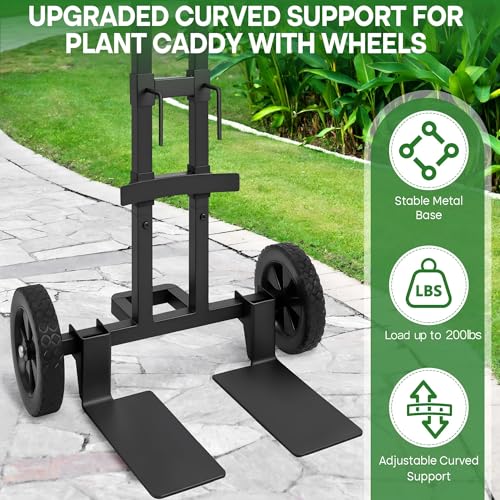 Plant Caddy with Wheels,Rolling Plant Dolly Pot Mover with Upgraded Adjustable Curved Support and Thickened Wide Support Plate,Disperses Pressure to Protect Plants, Black