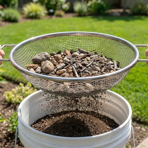 2Pcs 304 Stainless Steel Soil Sifter 1/4" 1/8" Screen Fit 5 Gal Bucket - size: 2 Pcs (1/4in,1/8in)
