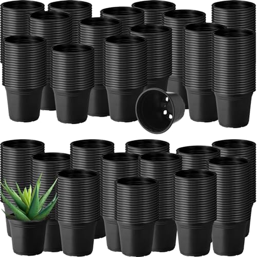 Hushee 1500 Pcs Plastic Plants Nursery Pots - Seed Starting and Seedling Planters With Drainage Holes for Indoor Outdoor Flower Transplanting - color: Black, size: 4 Inch