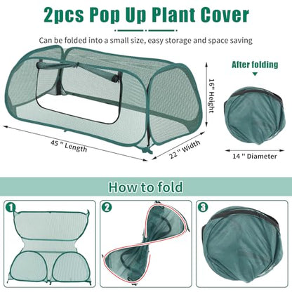 2 Pack Raised Bed Garden Covers, Garden Netting, 30% Sunblock, 45"X22"X16" - size: Green-2Pack