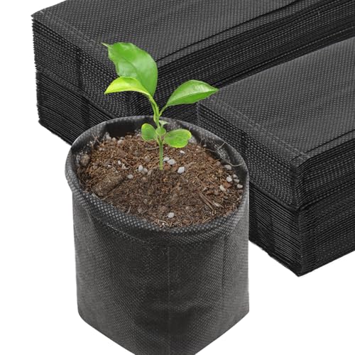 Black Plant Grow Bags for Plants Nursery, Pack of 200 5.5x5.9 Breathable Non-Woven Fabric Grow Bags for Planting Seedling Pots Nursery Pots - color: Black, size: 5.5"x5.9"/Pack of 200