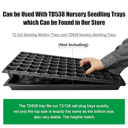 RooTrimmer 72 Cell Seed Trays, Thick Durable 72 Cell Plug Tray Seedling Plastic Nursery Tray for 1020 Flat Germination (10-Pack, 21"×11", 1.81" Height, Low) - color: Black-72c-l, size: 72C-10P