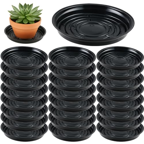 20 Packs 8 Inches Black Plant Saucers for Indoor Outdoor Use Heavy Duty Plastic Plant Trays for Planter Bulk Flower Pot Drip Trays to Catch Water, 4 to 20 Inch - color: Black/ 20 packs, size: 8 inches