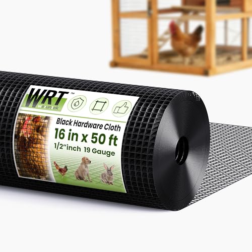 1/2in 16in x 50ft Black PVC Hardware Cloth 19 Gauge Gutter Guard Mesh Roll - size: 1/2inch 16"x50'