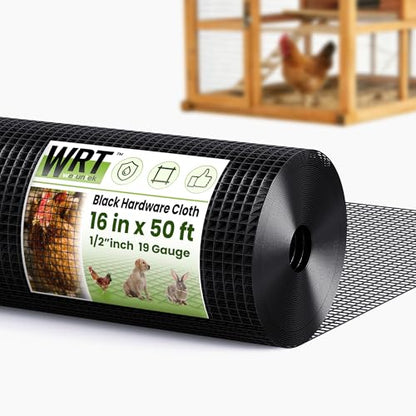 1/2in 16in x 50ft Black PVC Hardware Cloth 19 Gauge Gutter Guard Mesh Roll - size: 1/2inch 16"x50'