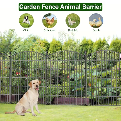10 Panel No Dig Decorative Garden Fence 40" H x 23.6'L Outdoor Dog Barrier - size: 40 in(H) X 23.6 ft(L)