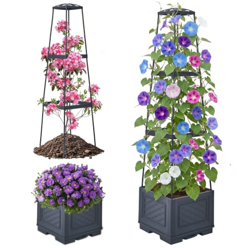 Raised Garden Bed, Tomato Cages for Garden, Tomato Cage, Raised Garden Beds Outdoor, Planter Box with Trellis, 44.8" Self-Watering Tomato Planter for Climbing Plants Vegetables Flowers(With Wheels) - size: 44.88 inch 1 pack