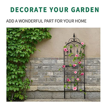 Garden Trellis for Climbing Plants, 70" H x 21.7" W Heavy Duty Metal Trellis, 6FT Rustproof Black Iron Vine Support Trellis with 9.2" Ground Stakes, Decorative Cupid Arrow Design Roses, Vines - size: 70 inch-1 pack