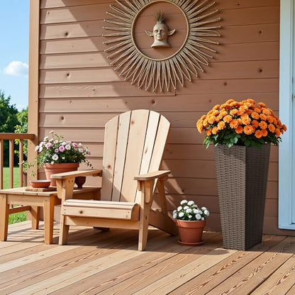 Devoko Resin 23.6'' Tall Planters, Large Taper Outdoor Planter - color: Brown, size: 23.6" Set of 2