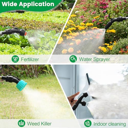 Battery Powered Sprayer 2 Gallon, 2026 Upgrade Electric Sprayer with 3 Adjustable Speed, Battery Indicator, 4 Mist Nozzles, Rechargeable Retractable Wand with Adjustable Shoulder Strap for Lawn Garden - color: Green