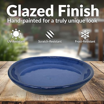 Sunnydaze 9" Ceramic Plant Saucers for Planters, 2pk, Imperial Blue - color: Imperial Blue, size: 9 in