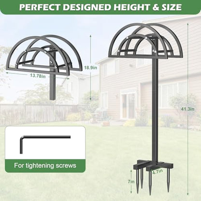 OLV Garden Hose Holder, Freestanding Water Hose Reel for Outside - color: Black