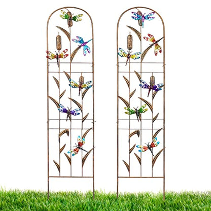 2 Pack Metal Garden Trellis for Climbing Plants - style: Dragonfly