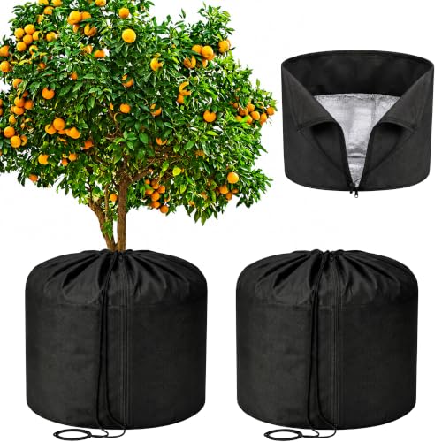 2 Pack Plant Winter Protection Pot Cover, 27"x25" Anti-Frost Flower Pot Bag - color: Black-2 pcs